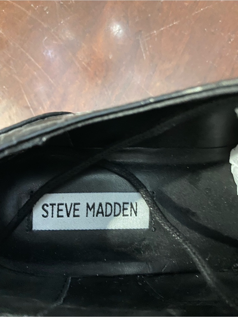 Steve Madden Black Croc-Embossed Lace-Up Platform Oxfords with White Sole - Picture 14 of 15